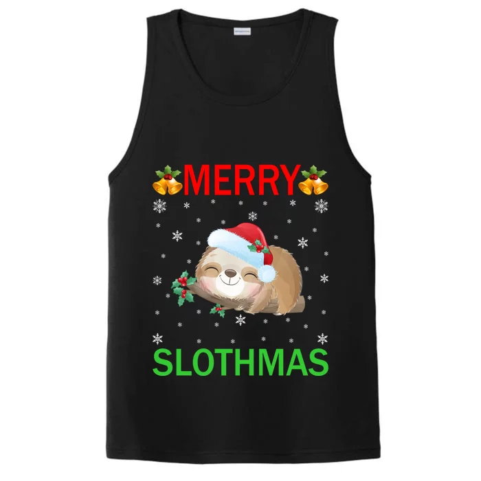 Funny Xmas Lighting Merry Slothmas Santa Hat Sloth Christmas Gift Performance Tank