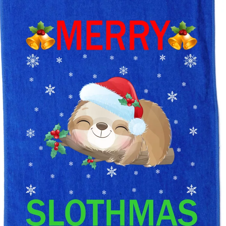 Funny Xmas Lighting Merry Slothmas Santa Hat Sloth Christmas Gift Platinum Collection Golf Towel