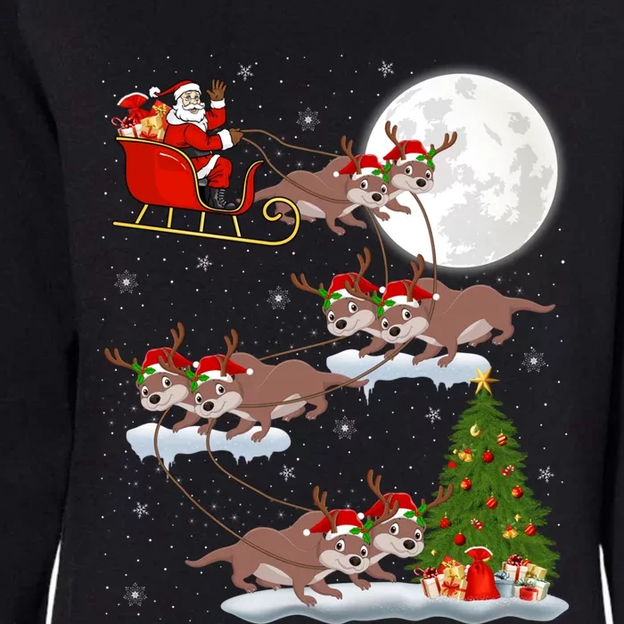 Funny Xmas Lighting Tree Santa Riding Sea Otter Christmas Cute Gift Womens California Wash Sweatshirt