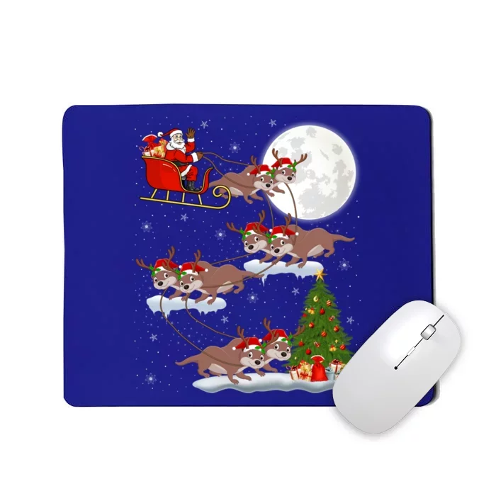 Funny Xmas Lighting Tree Santa Riding Sea Otter Christmas Cute Gift Mousepad