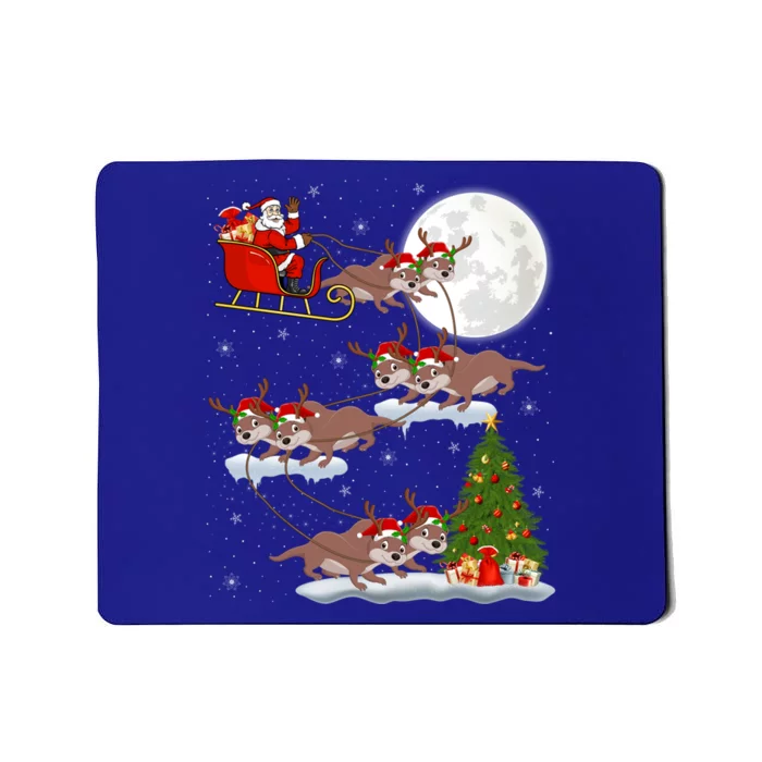 Funny Xmas Lighting Tree Santa Riding Sea Otter Christmas Cute Gift Mousepad