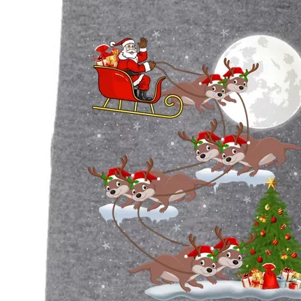 Funny Xmas Lighting Tree Santa Riding Sea Otter Christmas Cute Gift Doggie 3-End Fleece Hoodie