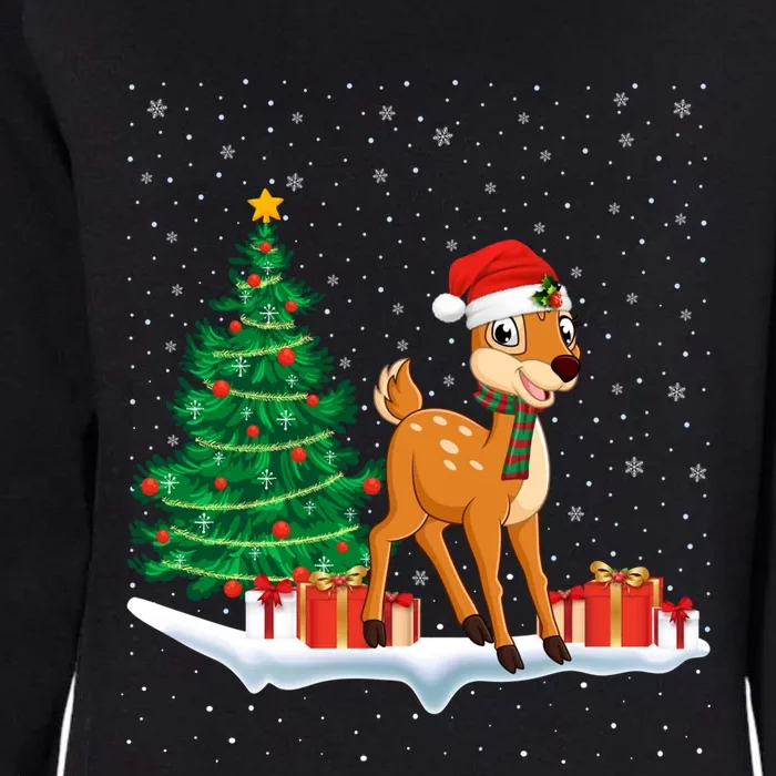 Funny Xmas Lighting Tree Santa Hat Cute Deer Christmas Funny Gift Womens California Wash Sweatshirt