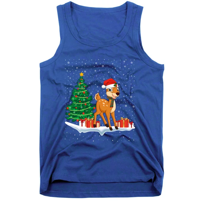 Funny Xmas Lighting Tree Santa Hat Cute Deer Christmas Funny Gift Tank Top