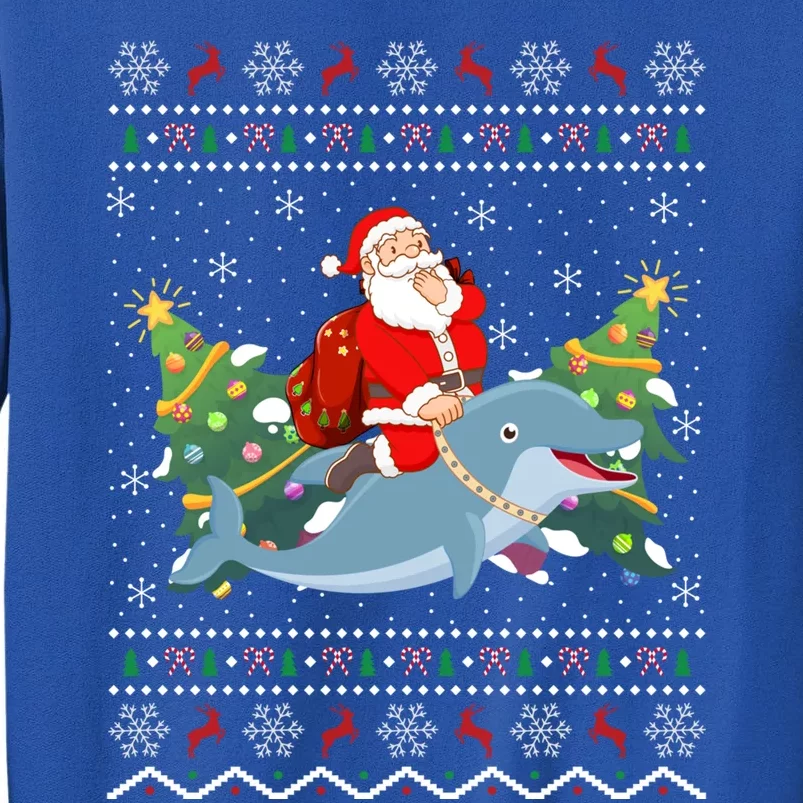 Funny Xmas Lighting Ugly Santa Riding Dolphin Christmas Cool Gift Sweatshirt