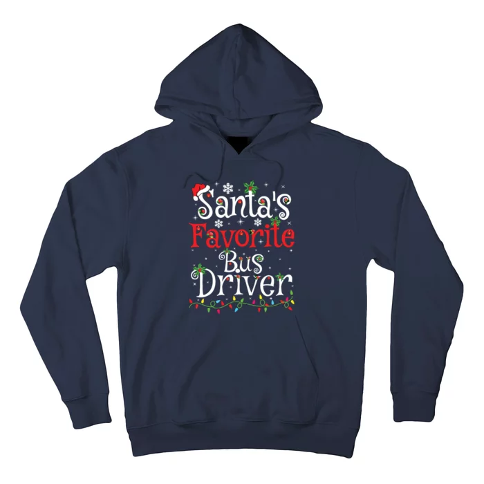 Funny Xmas Lighting Santas Favorite Bus Driver Christmas Hoodie