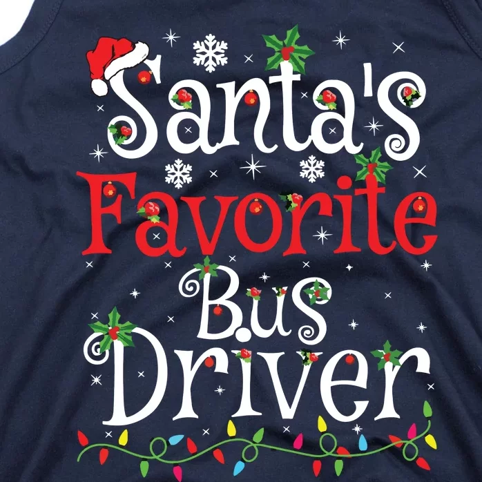 Funny Xmas Lighting Santas Favorite Bus Driver Christmas Tank Top