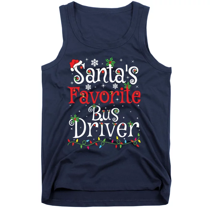 Funny Xmas Lighting Santas Favorite Bus Driver Christmas Tank Top