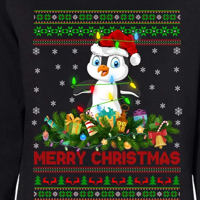 Funny Xmas Lighting Tree Santa Ugly Penguin Christmas Gift Womens California Wash Sweatshirt