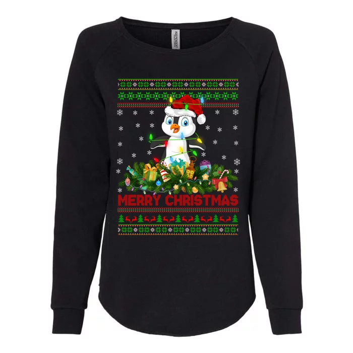 Funny Xmas Lighting Tree Santa Ugly Penguin Christmas Gift Womens California Wash Sweatshirt