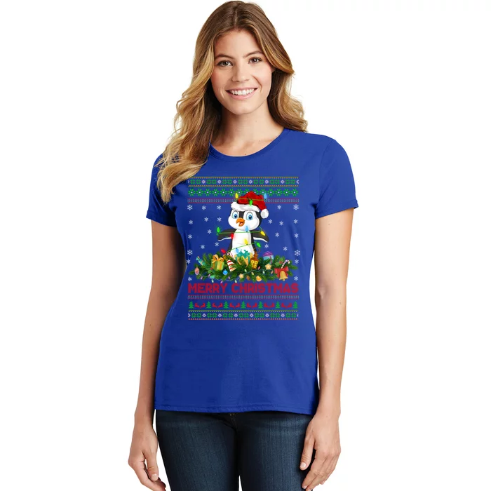 Funny Xmas Lighting Tree Santa Ugly Penguin Christmas Gift Women's T-Shirt