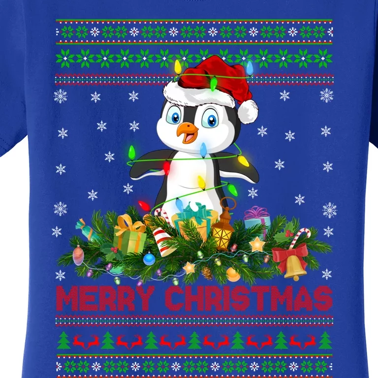 Funny Xmas Lighting Tree Santa Ugly Penguin Christmas Gift Women's T-Shirt