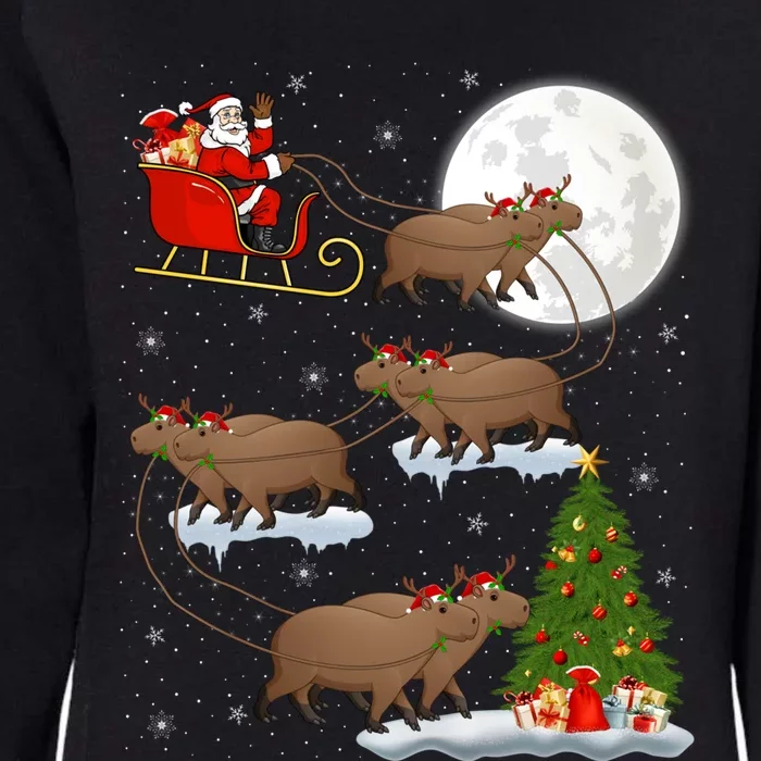 Funny Xmas Lighting Tree Santa Riding Capybara Christmas Gift Womens California Wash Sweatshirt