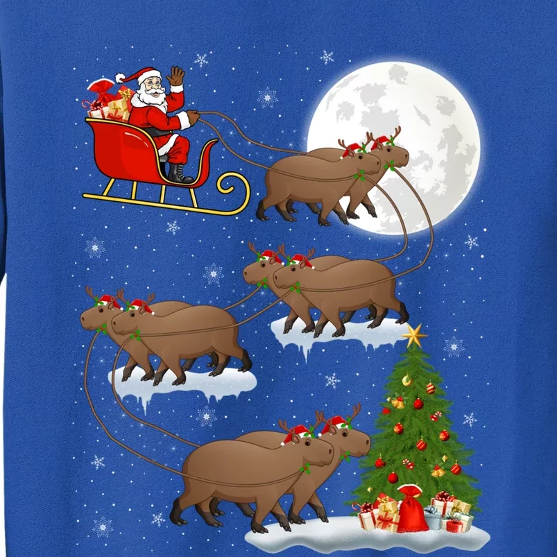 Funny Xmas Lighting Tree Santa Riding Capybara Christmas Gift Tall Sweatshirt