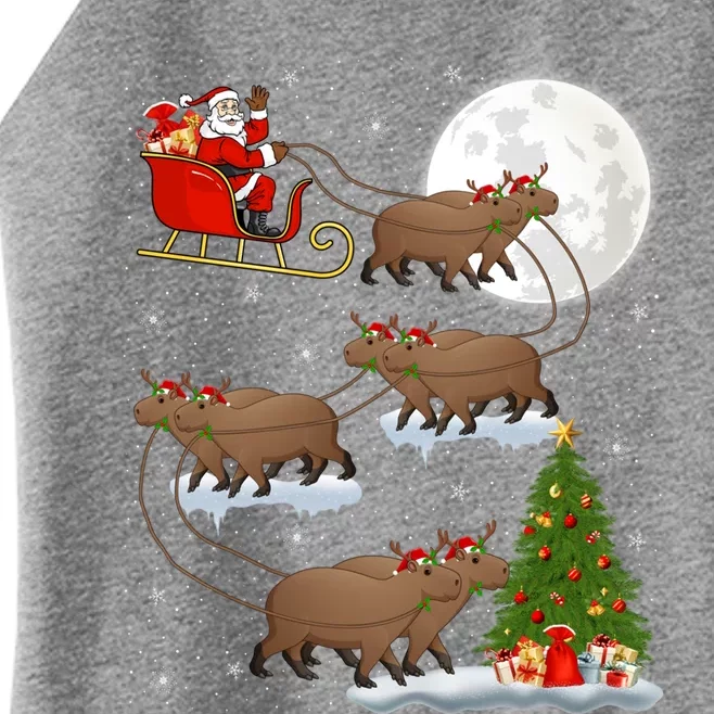 Funny Xmas Lighting Tree Santa Riding Capybara Christmas Gift Women’s Perfect Tri Rocker Tank