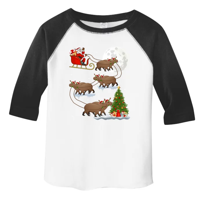 Funny Xmas Lighting Tree Santa Riding Capybara Christmas Gift Toddler Fine Jersey T-Shirt