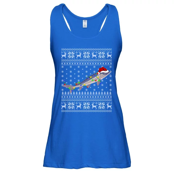 Fishing Xmas Lighting Santa Ugly Sturgeon Fish Christmas Gift Ladies Essential Flowy Tank