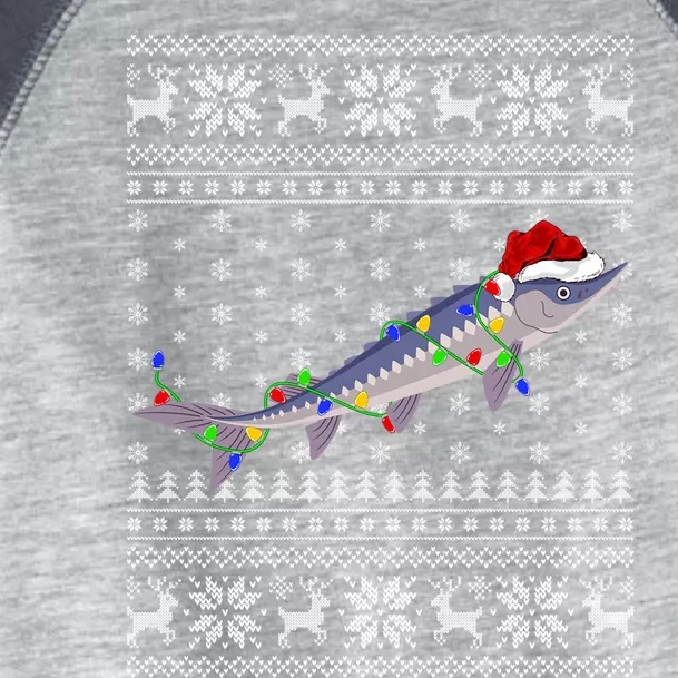 Fishing Xmas Lighting Santa Ugly Sturgeon Fish Christmas Gift Toddler Fine Jersey T-Shirt