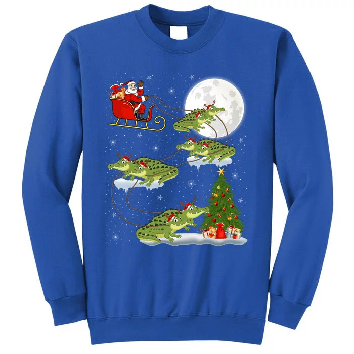 Funny Xmas Lighting Tree Santa Riding Alligator Christmas Great Gift Tall Sweatshirt