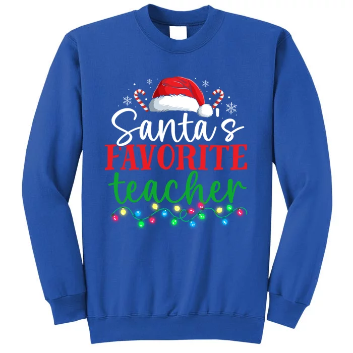 Funny Xmas Lighting SantaS Favorite Teacher Christmas Gift Tall Sweatshirt