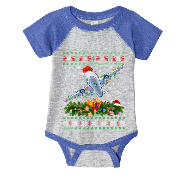 Funny Xmas Lighting Tree Santa Ugly Airplane Christmas Cute Gift Infant Baby Jersey Bodysuit