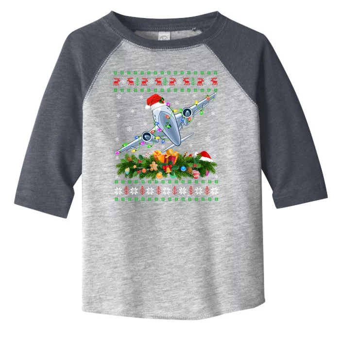 Funny Xmas Lighting Tree Santa Ugly Airplane Christmas Cute Gift Toddler Fine Jersey T-Shirt