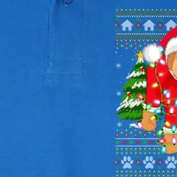 Funny Xmas Lighting Ugly Santa Goldendoodle Christmas Gift Softstyle Adult Sport Polo