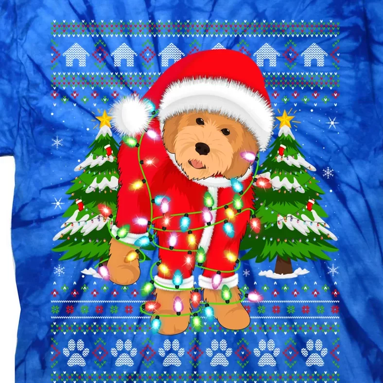 Funny Xmas Lighting Ugly Santa Goldendoodle Christmas Gift Tie-Dye T-Shirt