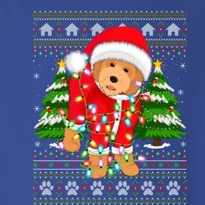 Funny Xmas Lighting Ugly Santa Goldendoodle Christmas Gift Toddler Long Sleeve Shirt