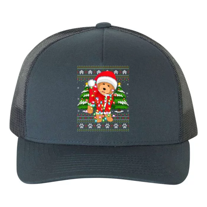 Funny Xmas Lighting Ugly Santa Goldendoodle Christmas Gift Yupoong Adult 5-Panel Trucker Hat