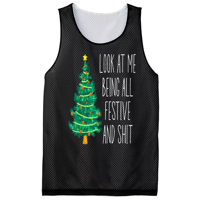 Funny Xmas Look At Me Being All Festive And Shit Mesh Reversible Basketball Jersey Tank