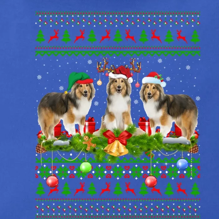 Funny Xmas Lighting Santa Ugly Shetland Sheepdog Christmas Meaningful Gift Zip Tote Bag