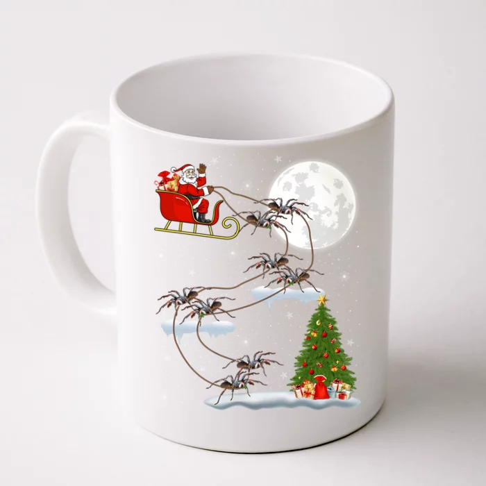 Funny Xmas Lighting Tree Santa Riding Tarantula Christmas Gift Front & Back Coffee Mug