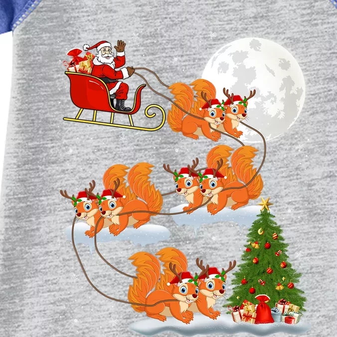 Funny Xmas Lighting Tree Santa Riding Squirrel Christmas Gift Infant Baby Jersey Bodysuit