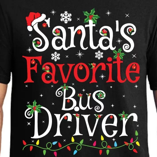 Funny Xmas Lighting Santas Favorite Bus Driver Christmas Pajama Set