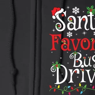 Funny Xmas Lighting Santas Favorite Bus Driver Christmas Full Zip Hoodie