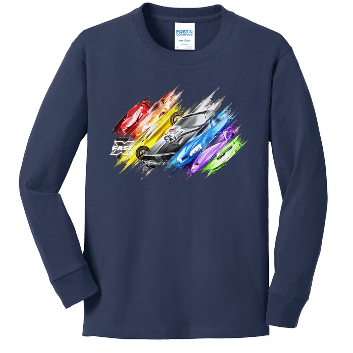 FAST X Multicolor Car Kids Long Sleeve Shirt