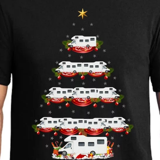 Funny Xmas Matching Santa Camper Van Christmas Tree Gift Pajama Set