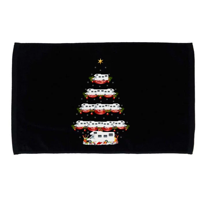 Funny Xmas Matching Santa Camper Van Christmas Tree Gift Microfiber Hand Towel