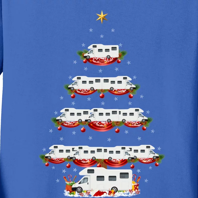 Funny Xmas Matching Santa Camper Van Christmas Tree Gift Kids Long Sleeve Shirt