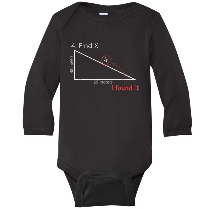 Find X Math Teacher Graphic Sarcastic Gift Novelty Dad Joke Baby Long Sleeve Bodysuit