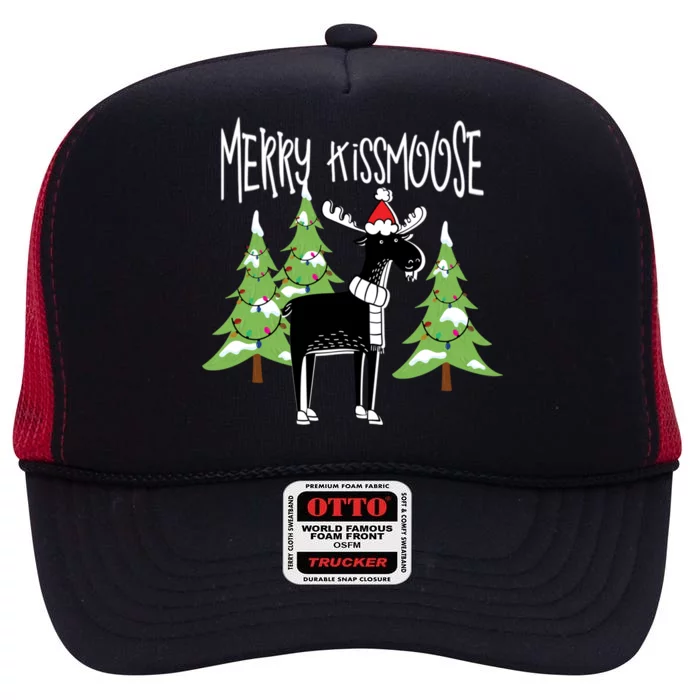 Funny Xmas Moose Pun Merry Moose Gift Clothes Gift High Crown Mesh Trucker Hat