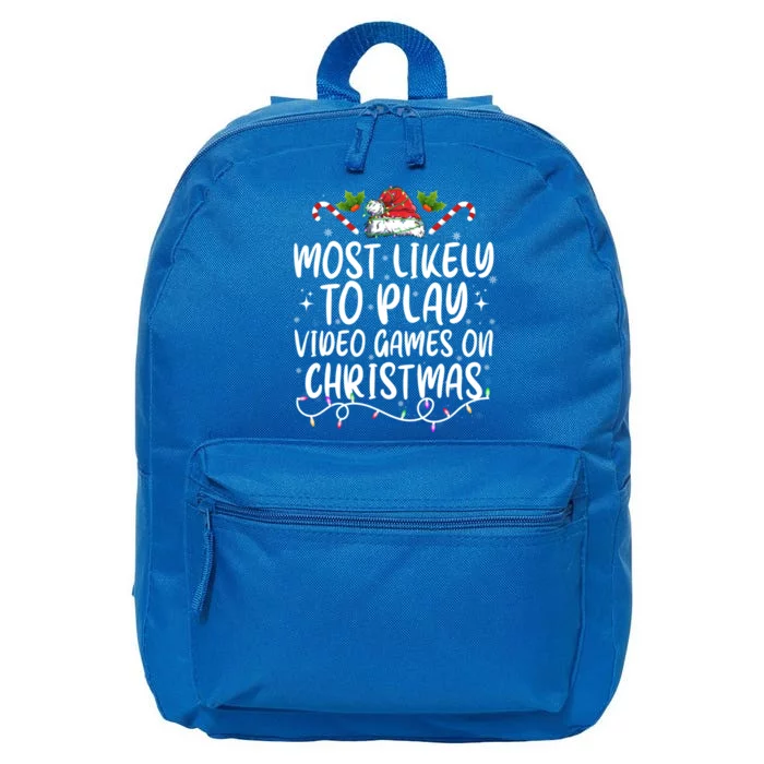 Funny Xmas Most Likely To Play Video Games On Christmas Gift 16 in Basic Backpack