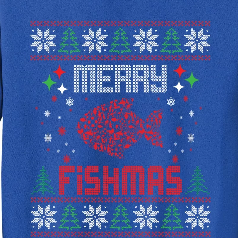 Funny Xmas Merry Fishmas Fish Lovers Ugly Christmas Fishing Meaningful Gift Tall Sweatshirt