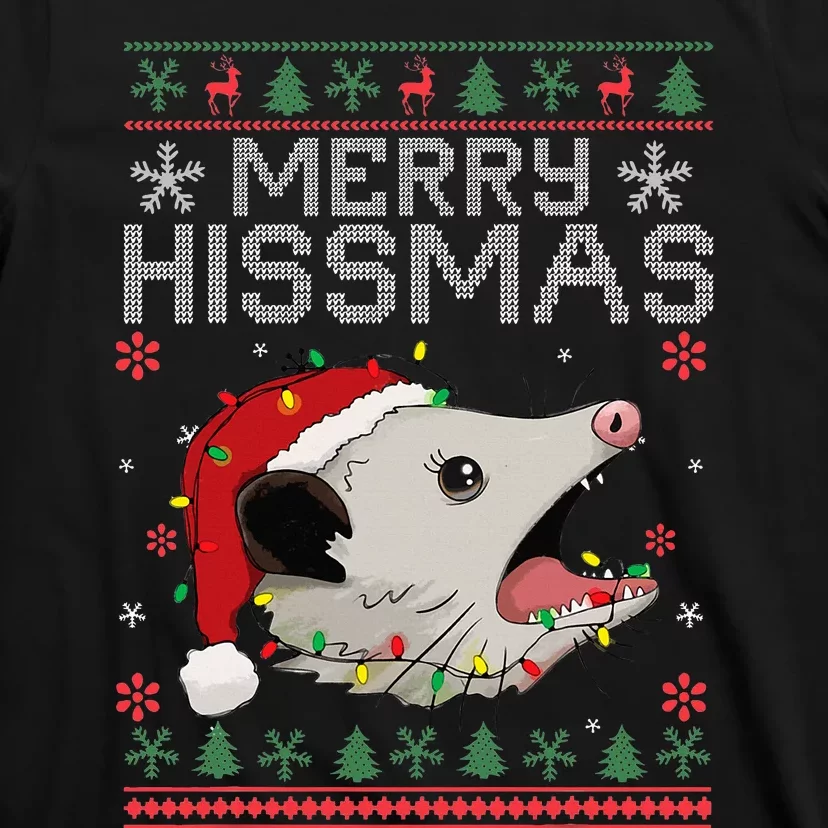 Funny Xmas Merry Hissmas Possum Lovers Opossum Christmas T-Shirt