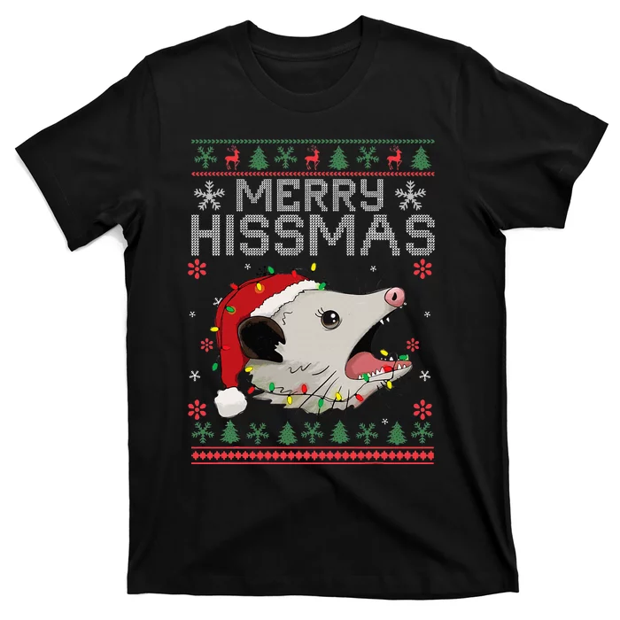 Funny Xmas Merry Hissmas Possum Lovers Opossum Christmas T-Shirt