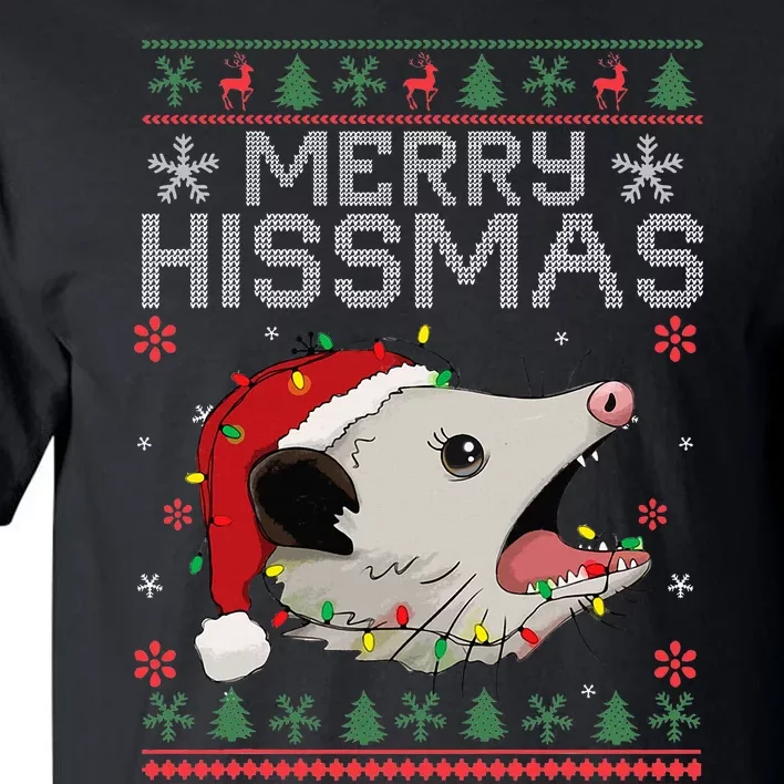 Funny Xmas Merry Hissmas Possum Lovers Opossum Christmas Tall T-Shirt