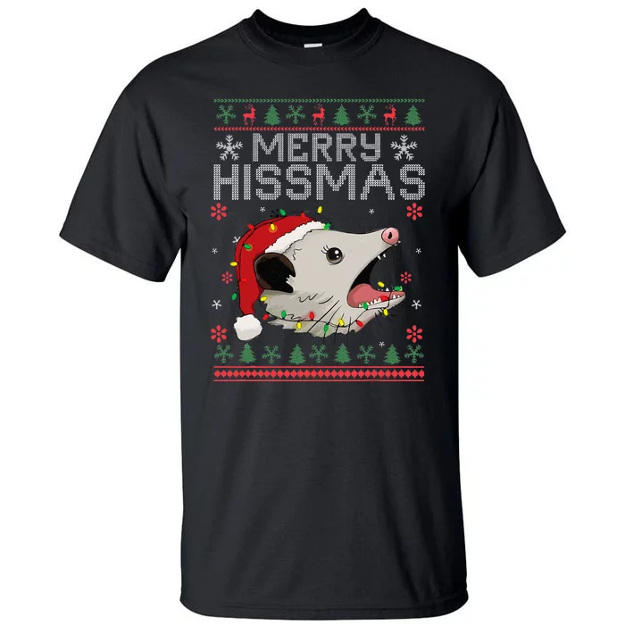 Funny Xmas Merry Hissmas Possum Lovers Opossum Christmas Tall T-Shirt