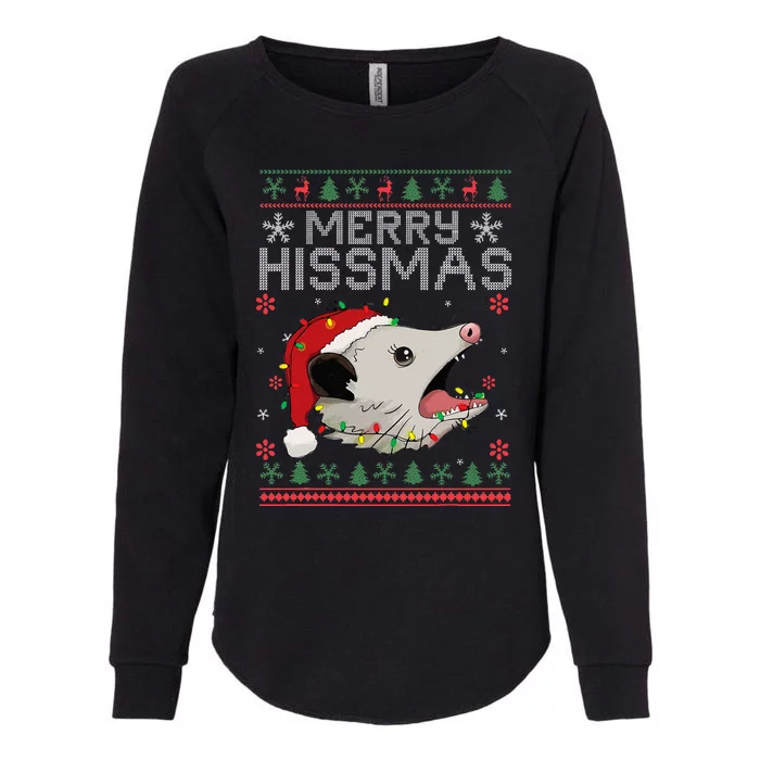 Funny Xmas Merry Hissmas Possum Lovers Opossum Christmas Womens California Wash Sweatshirt