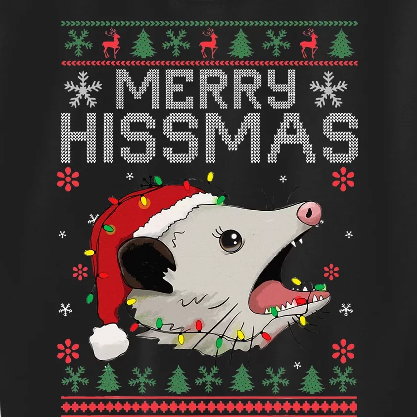 Funny Xmas Merry Hissmas Possum Lovers Opossum Christmas Kids Sweatshirt